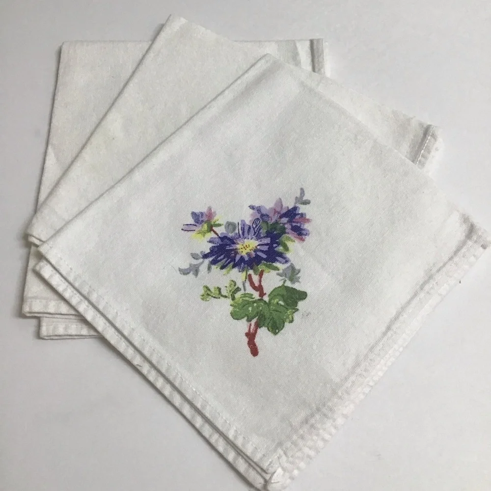 Biltmore Estate Floral Napkins SET OF 3 Thick Cotton Bread Basket Liners Cottage